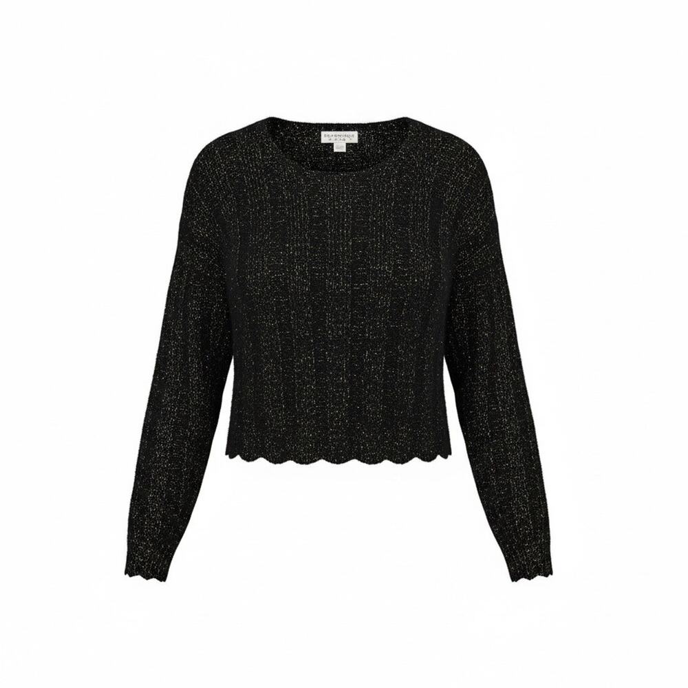 Reference Point Black Sparkly Cropped Sweater Size S Mohair Wool Shimmer Knit